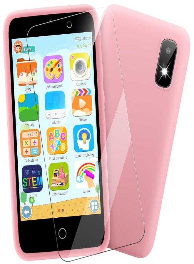 MINIBEAR Kids Toy Smartphone, 3.97" Toddler Dual Camera Learning Toys, 201+ Educational Games Play Phone No WiFi for Girls Boys 3-12 Christmas Birthday Gifts with 32g SD Card (Pink) - Image 1